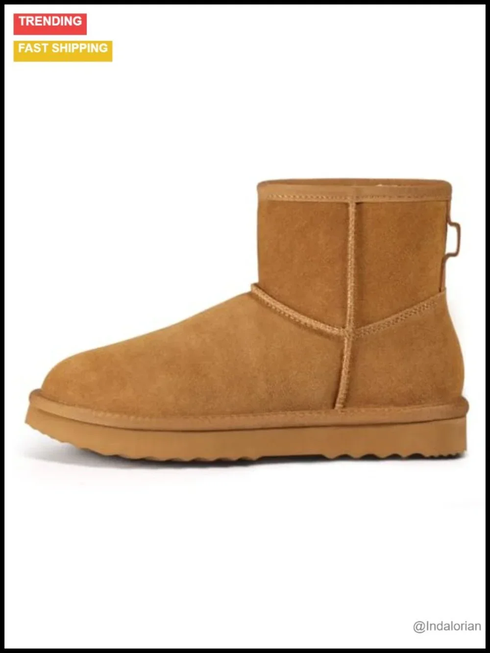 Genuine Suede Mini Boots Faux Fur Lined Ankle Snow Booties Winter Slip-On